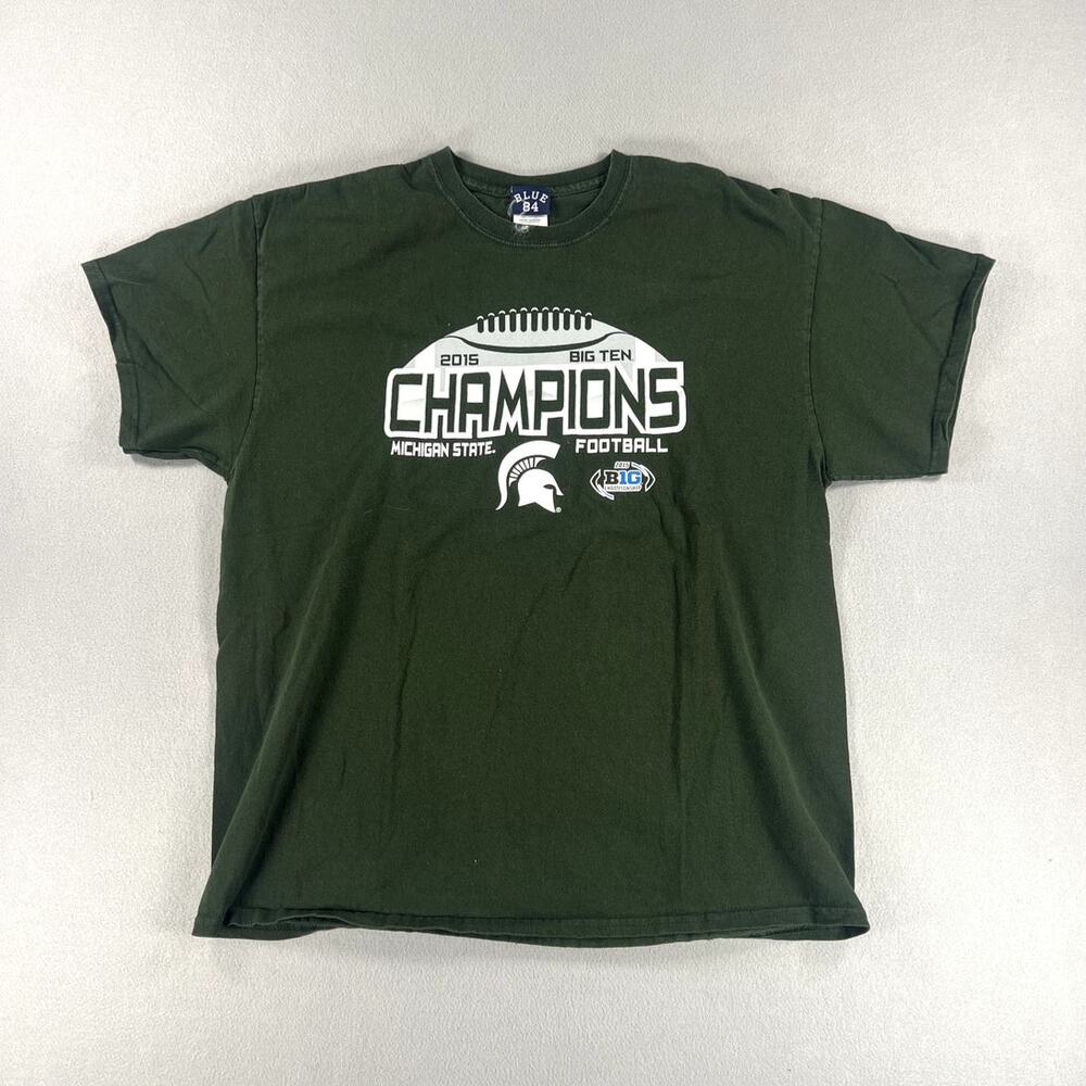 Michigan State University Big Ten Champs Green Graphic Tee Mens Size XL Spartans